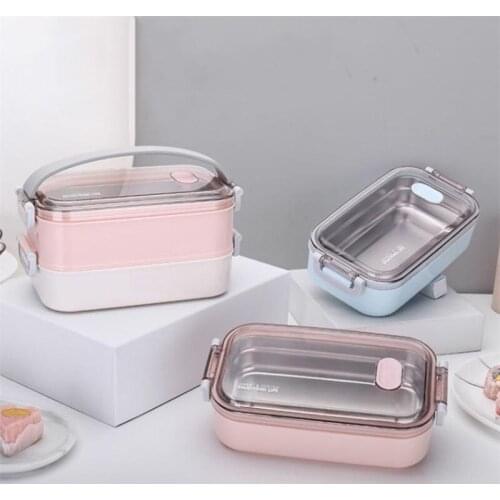 Nordic Portable Stainless Steel Lunch Storage Box Microwave Oven Bento Boxes with Handle Dinner Food Container for Kids Adults