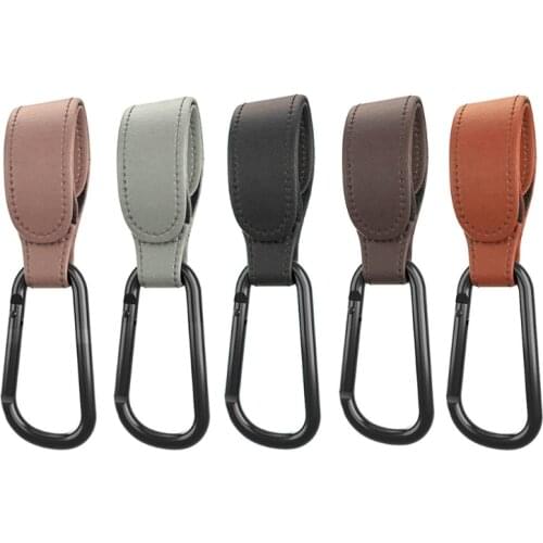 Portable Stroller Hooks Adjustable PU Leather Multi-purpose Organizer Clip Hang Your Purse Shopping Diaper Bags on Pram H3CD