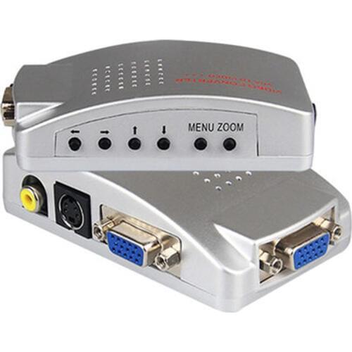 PC Converter Box VGA to TV AV RCA Signal Adapter Converter Video Switch Box Composite Supports NTSC PAL for Computer