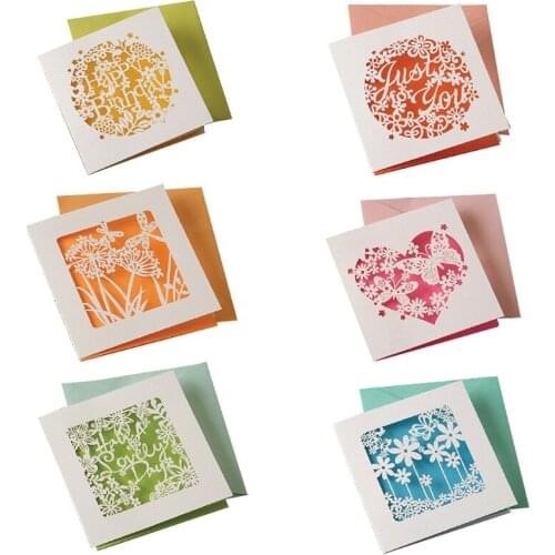 1Set Lovely Heart Hollow Greeting Paper Cards Wedding Birthday Party Invitation