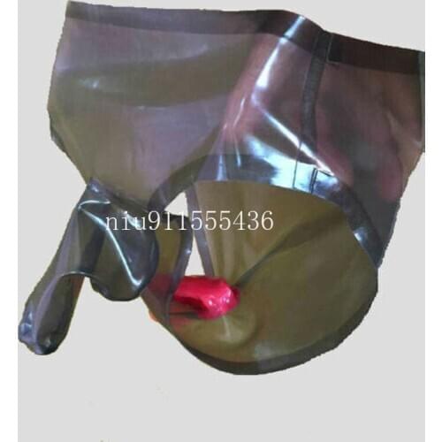 Transparent black Men Latex Rubber Shorts Penis Sheath Underwear Condom latex underwear penis condoms adult sex games