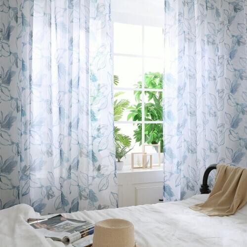 Leaves Sheer Curtain Tulle Window Treatment Voile Drape Valance 1 Panel Fabric