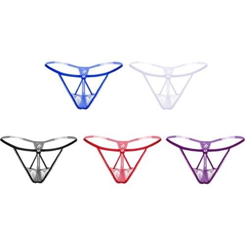 Sexy Hollow G-String Panties Low Rise T-back Underwear Smooth Thongs Sexy Lace Lingerie Underwear for Women