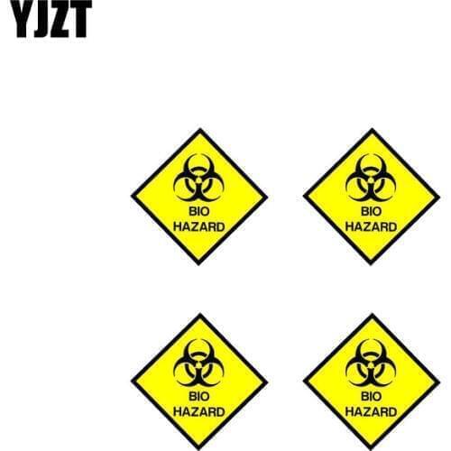 YJZT 10CM*10CM 4X Car Styling Bio Hazard Sign Warning Mark Lnterest Reflective Sticker Decal C1-7557