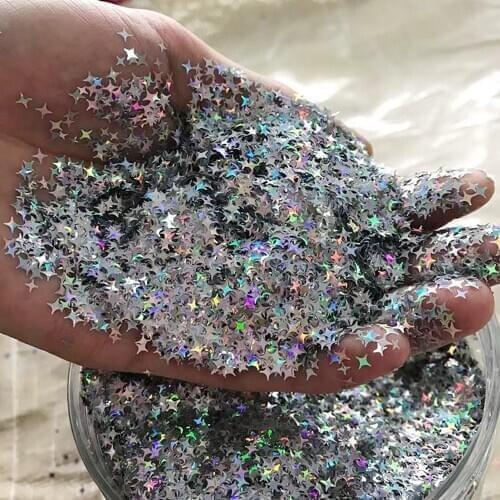 500g/Pack Nail Art Glitter Sequins Four-pointed Star Mixed Size Decorations Holographic Sparkly Spangles Nail Laser Flakes Tc#31
