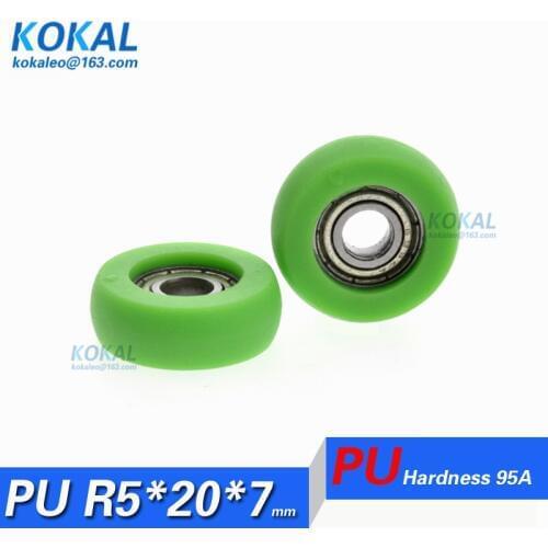 [PUR0520-7]1PCS 625zz 625 low niose sliding window door upper roller wheel coated with PVC TPU soft rubber bearing wheel 5X20X7