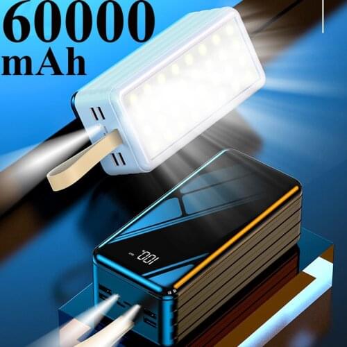 Power Bank 60000mAh Portable Charger 4 USB Powerbank with LED Light External Battery Pack Poverbank 60000 mAh for Mobile Phones