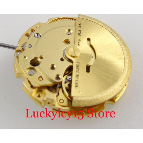 Japan High Quality Selfwinding Watch Movement Yellow Gold 21 Jewels MIYOTA 8215 White Date Wheel No Second Hack