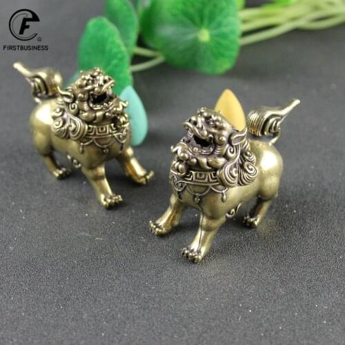 Bright Copper Design Tibetan Style Mini Bronze Kirin Incense Burner Censer Metal Craft Home Decor Living Yoga Room Kung Fu Room