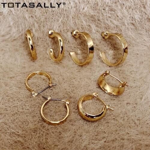 TOTASALLY Chic Hoop Earrings for Woman Fashion Steampunk Golden Color Alloy Earrings Sets Ladies Jewellries Gifts Dropship