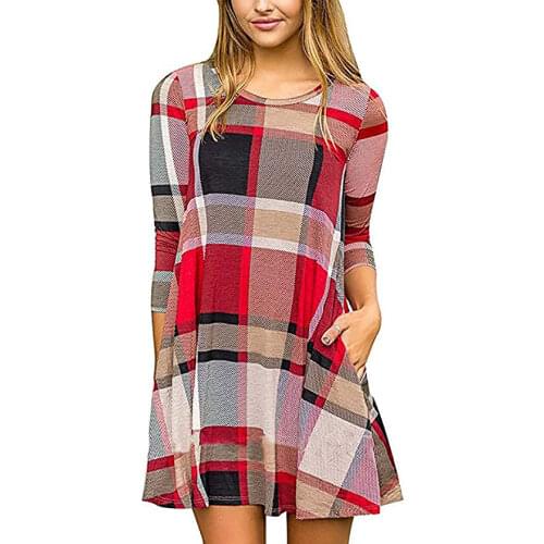 2021Spring Women Ladies Dress Crew Neck Long Sleeve Colorful Printing Big Hem Warm Top Skirt Suit