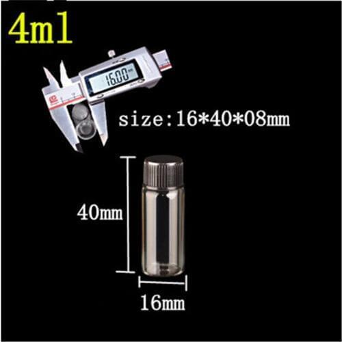 100 pcs 8 mm Screw Mouth 16x60 mm Small Glass Bottles With Black Plastic Cap DIY 6 ml Empty Transparent Jars Containers