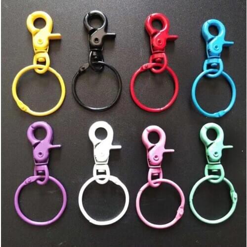 100pcs/Lot Colorized DOG CLIPS Candy Color Hooks Swivel Hook Keyring Keychains Key Ring