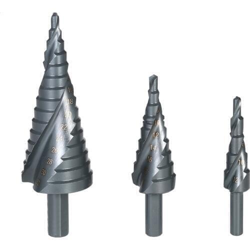 WENXING 3pcs HSS Steel Titanium Step Drill Bit 4-12mm 4-20mm 4-32mm Step Cone Cutt Tools Woodworking Wood Metal Drill Bit Set