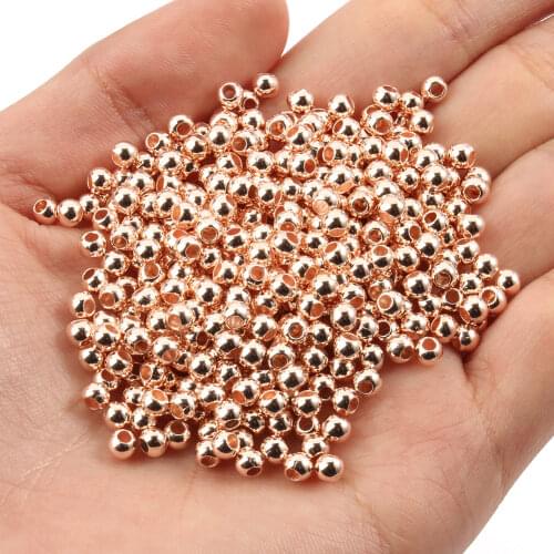 3 4 6 8 10 mm 50-500PCS Rose Gold Plated CCB Round Seed CCB Plastic Round Seed Spacer Beads Loose Beads Jewelry making DIY