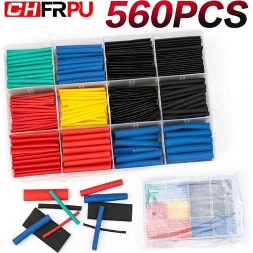 560pcs/box of heat-shrinkable tube kit can shrink various polyolefin insulated tubes heat-shrinkable tubes wires and cables 2:1