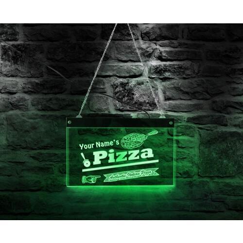 Authentic Italian Pizza LED Display Board Pizzeria Multi Colors Lights Indoor Open Sign Business Custom Name Neon Signs