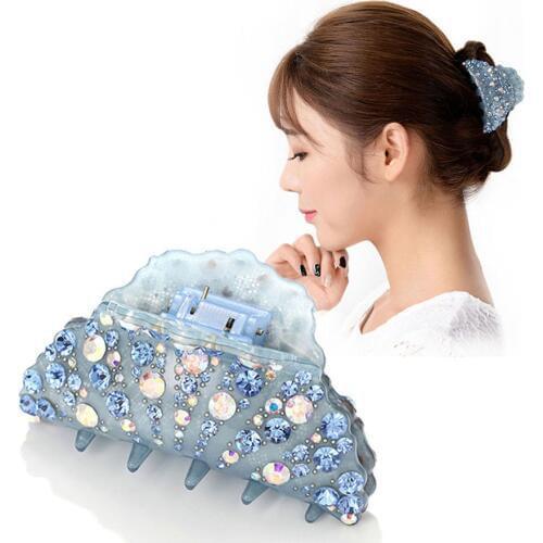 Jaw Hair Claw Clamp - Rhinestone Ponytail Holder - Cellulose Acetate Hair Accessory Jewelry Ornament for Women Lady Tiara Wear