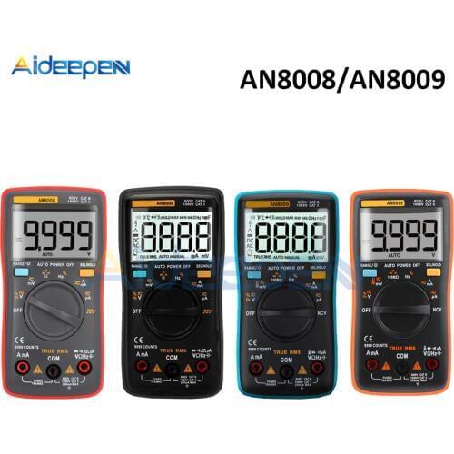 AN8008 AN8009 Auto Range Digital Multimeter 9999 counts With Backlight AC/DC Ammeter Voltmeter Ohm Transistor Tester Multi Meter