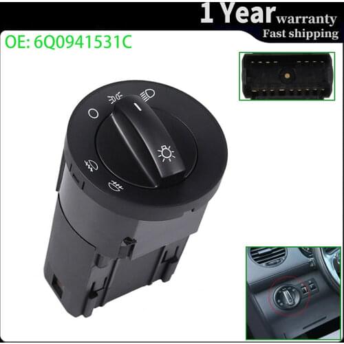For VW Beetle Sharan Eurovan Transporter Polo Caddy Headlight Fog Lamp Master Control light Switch Console 6Q0941531C