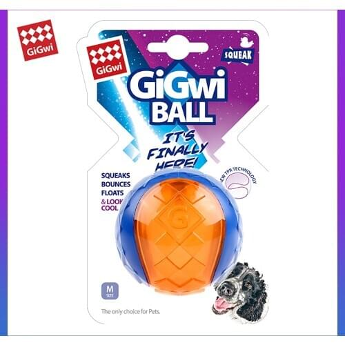 GIGWI Pet Toys G-Ball Series S/M/L Transparent Squeaky Interactive Ball Dog Toys Bite Resistance,Elasticity Toys for Dog Puppy