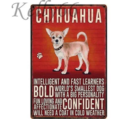 [ Kelly66 ] CHIHUAHUA French Bulldog Bull Terrier Pug Greyhound Dog Metal Tin Sign Pet Store Home decor 20*30 CM Size y-1166