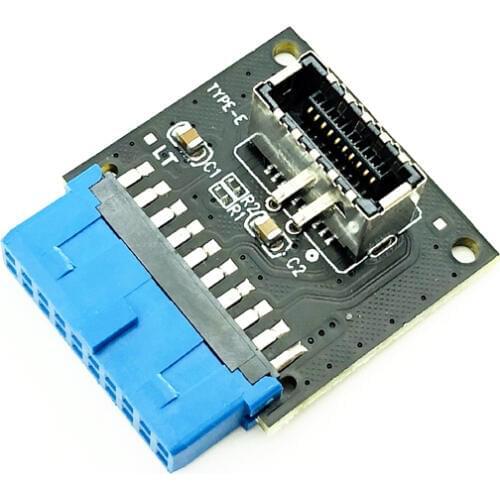 USB 3.1 Front Panel Socket to USB 3.0 20Pin Header Male Extension Cable Adapter for PC Motherboard Card Riser Raiser PW-INC1TR