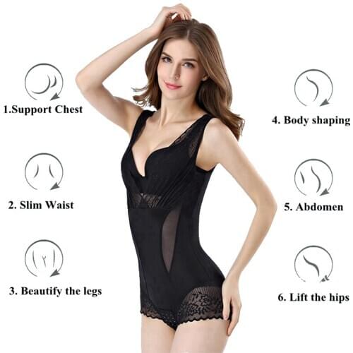 Full Body Shaper Waist Trainer Bodysuit Lace Thin Postpartum Recovery Tummy Control Shapewear Butt Lift Women Slimming Underwear