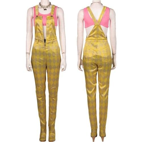 Birds of Prey Cosplay Costume Quinzel Yellow Romper Clothing Halloween Role-playing Outfit For Adult Women