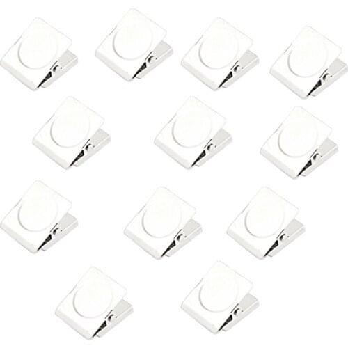 12 Pcs 3cm Square Spring Loaded Refrigerator Magnetic Wall Memo Paper Note Clip(Silver)