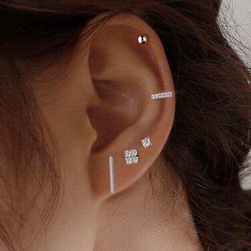 Fashion 2021 CZ-studded Geometric Earrings Set Niche Design Sense Personality Net Red Tide Earrings 5PCS/set