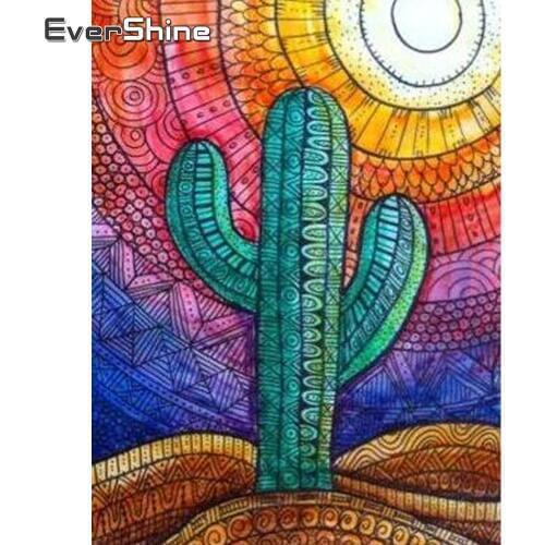 Evershine Diamond Painting Full Square Drill Diamond Embroidery Cartoon Cactus Rhinestone Picture Diamond Mosaic Kit Home Decor