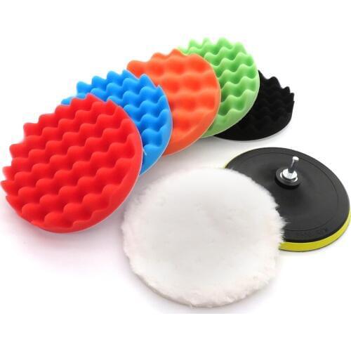 7" Polishing Pad Sponge Waxing Buffing Pad Kit Compound Auto Car Polisher Drill Kit for Car Sanding, Polishing, Waxing(7PCS)