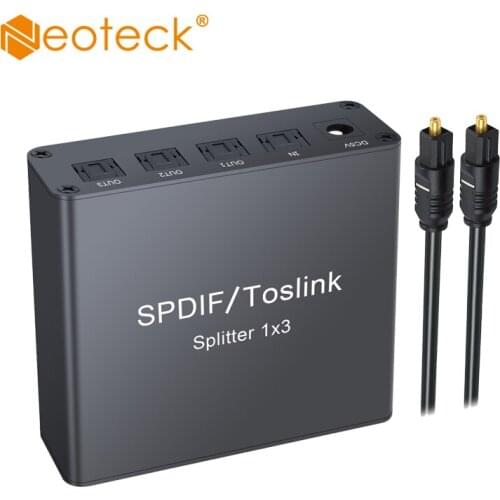Neoteck Toslink Splitter 3 Port SPDIF Toslink Optical Digital Audio Splitter For LPCM 2.0 DTS Dolby-AC3 PS3 XBOX DAC Converter