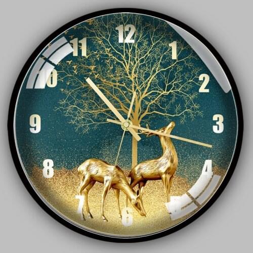 Nordic light luxury wall clock elephant horse elk living room household silent bell wall quartz clock fashion wall watch CL32201