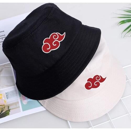 Red Cloud Logo Printed Summer Hat Women Men Panama Bucket Cap The Design Flat Visor Fisherman Hat Naruto Akatsuki Anime Sun Hat