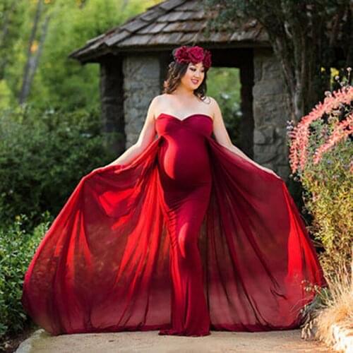 Shoulderless Long Sleeve Pregnancy Dress Photography Props Maternity Maxi Gown Dresses For Photo Shoot Pregnant Women Clothes