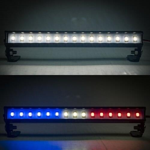 Suitable for 1/10RC automotive parts, TRX-4 SCX10 II axial 91-136mm white, red and blue metal top row light CH3 control light