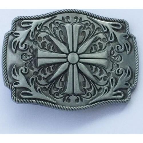 Rectangle Keltic Cross Floral Flower Belt Buckle