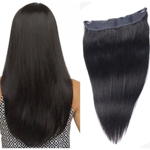 Straight Halo Hair Extensions Fish Line Human Hair Extension Invisible Hidden Wire Hair Extensions Natural Russian Hair