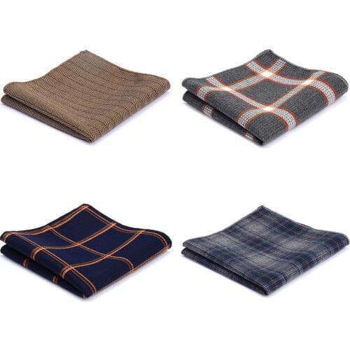 Luxury Wool Cotton Mens Handkerchief Brown Blue Black Solid Hanky For Business Party Pocket Square Chest Towel