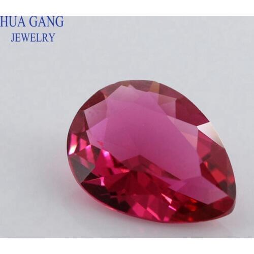 2x3~15x20mm Rose Red 5# Color Pear Shape Loose Glass Beads Synthetic Gems For Jewelry Wholesale Free Shipping