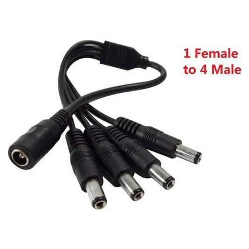 500pcs DC 5.5mm Jack Power Female Barrel to 4 Male Plugs Splitter Cable for LED Light CCTV Security Camera