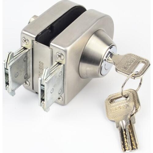 Glass Door Lock, stainless steel,No need to Drilling on glass,lock inside and outside,single door,Frameless glass door