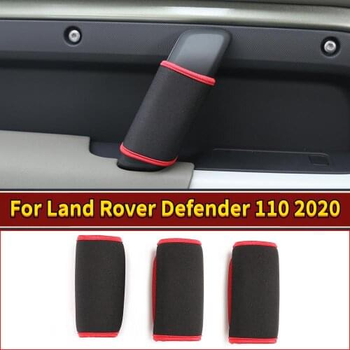 For Land Rover Defender 110 130 2020 Car styling cloth material Black red edge Inner door handle protector cover Car Accessories