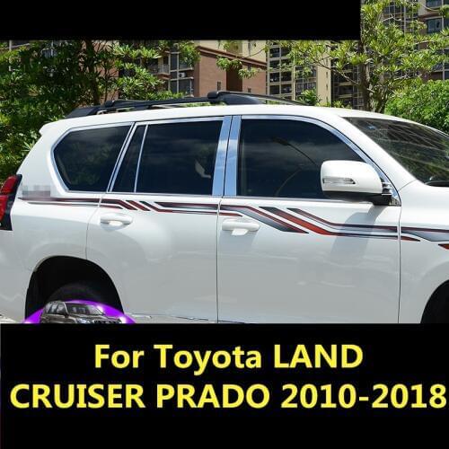 High quality stainless steel Car window trim strip glass frame protection Article For Toyota LAND CRUISER PRADO 2010-2018