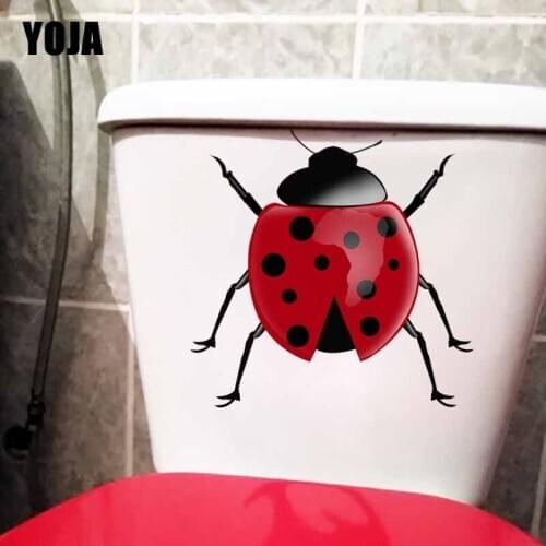 YOJA 22.5X22.2CM Red Cartoon Ladybug Creative Toilet Decal Living Room Home Decor Wall Sticker T5-1072