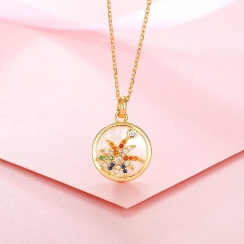 S925 Sterling Silver White Shell Flower Womens Clavicle Chain