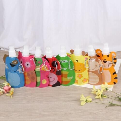 1pcs 380ml Cartoon Reusable Food Pouch Baby Packaging Reusable Squeeze Pouch Plastic Smoothie Squeeze Bags Refillable Lock Bag