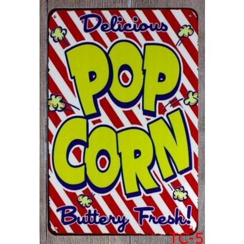 1pc Popcorn delicious Buttered cinema plaques Tin Plate Sign wall man cave Decoration Poster metal vintage retro shabby garage